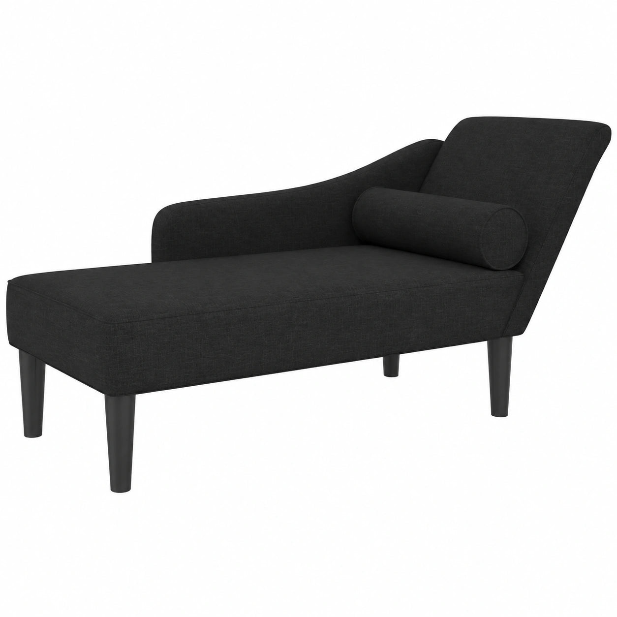 Sofá Chaise Longue Negro con Cojines para Salón y Dormitorio