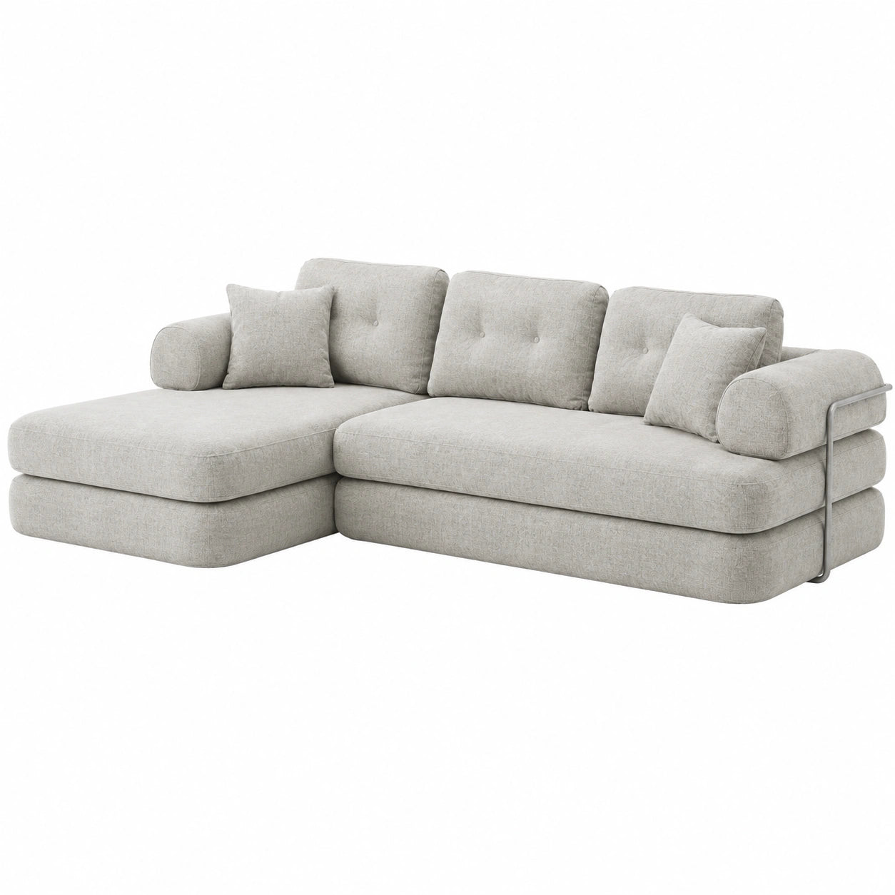 Sofá Modular EUROXANTY con Opciones de Configuración Variadas, Tela de Pana y Relleno de Polímero de Alta Densidad, 264x168x81 cm, Gris