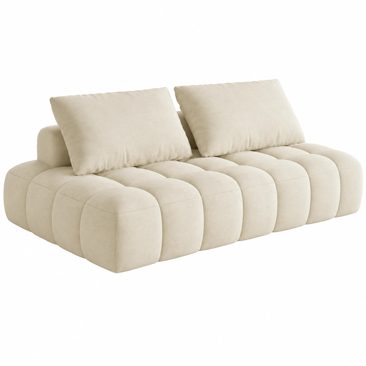 Sofá modular de dos plazas con diseño en nube y tejido Bouclé, estilo moderno para espacios reducidos
