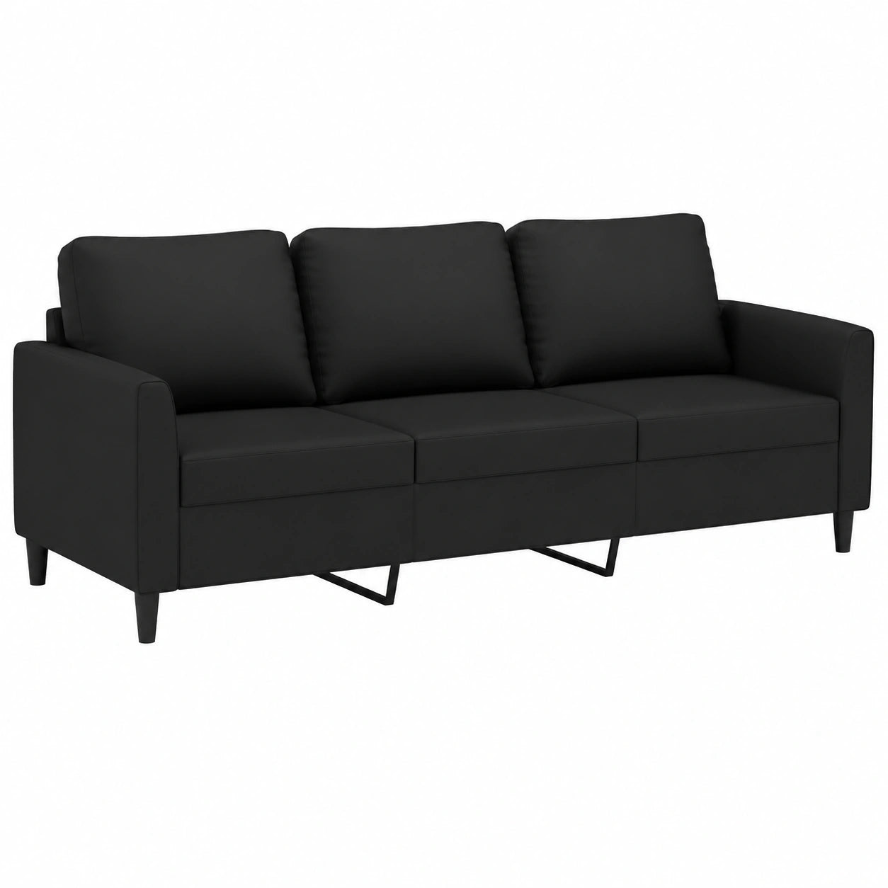 Sofá de Piel Sintética Negro 3 Plazas 180 cm con Función Relax