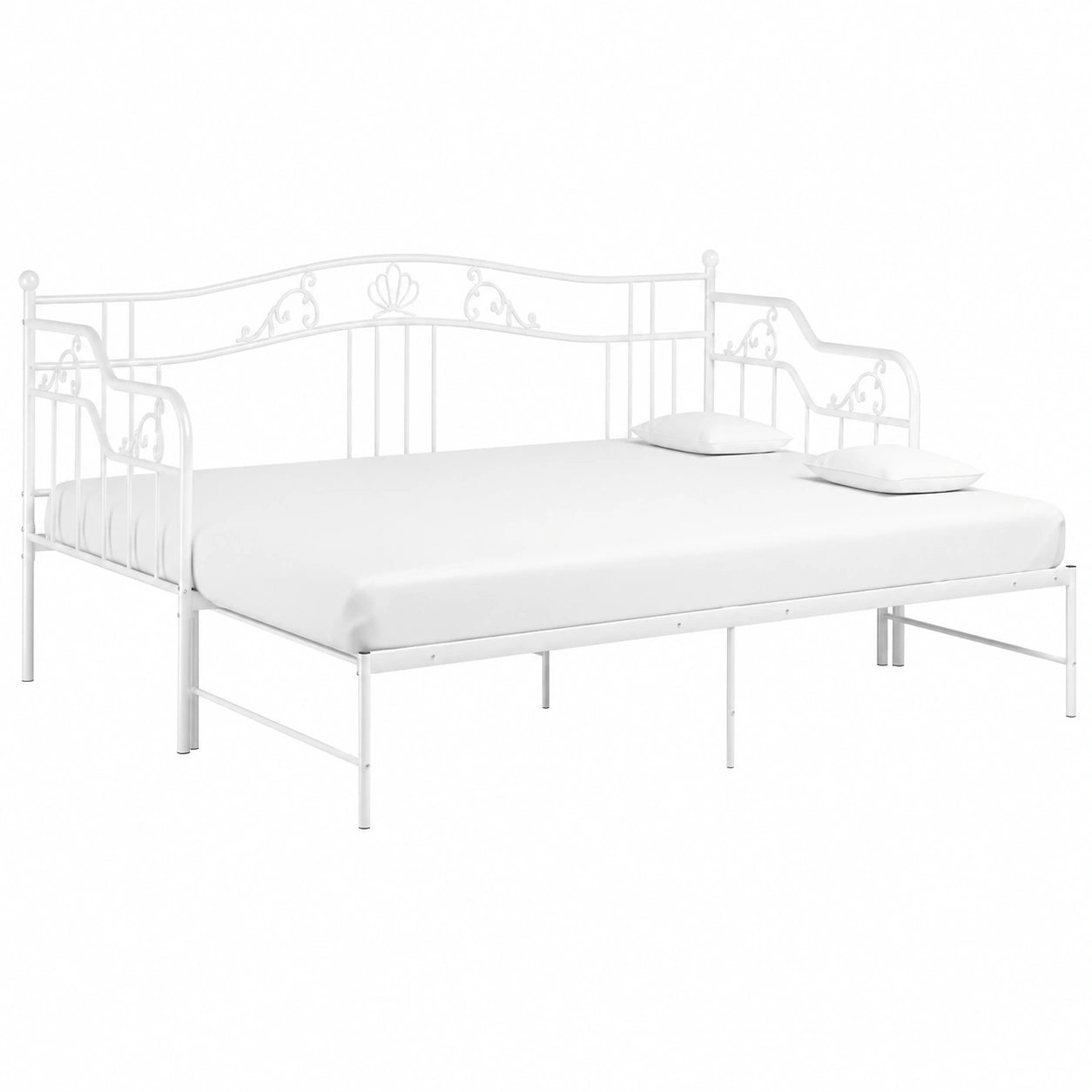 Sofá Cama Metálico Individual Blanco 90x200 cm para Habitación de Invitados