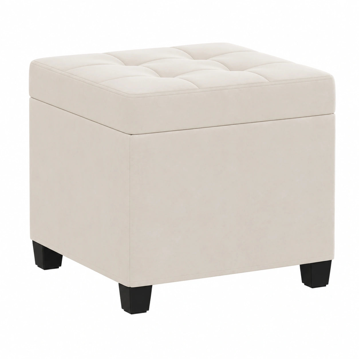 Taburete Otomana Cuadrado de Terciopelo con Almacenamiento 48L y Marco de Acero, 45 x 45 x 45 cm, Ideal para Dormitorio y Sala