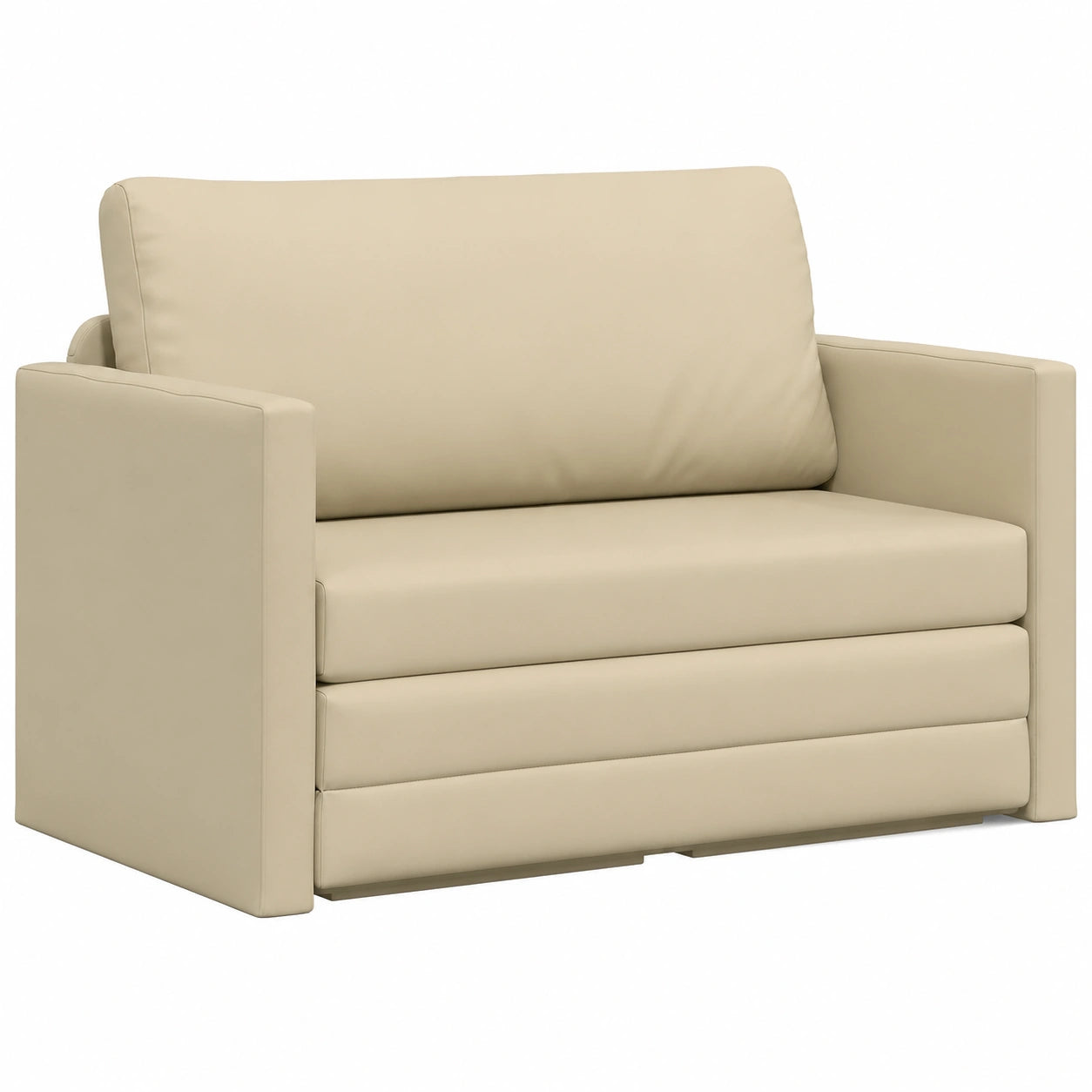Sofá Cama de Cuero Artificial Crema 124x71x78 cm, Diseño Ajustable y Elegante para Sala de Estar