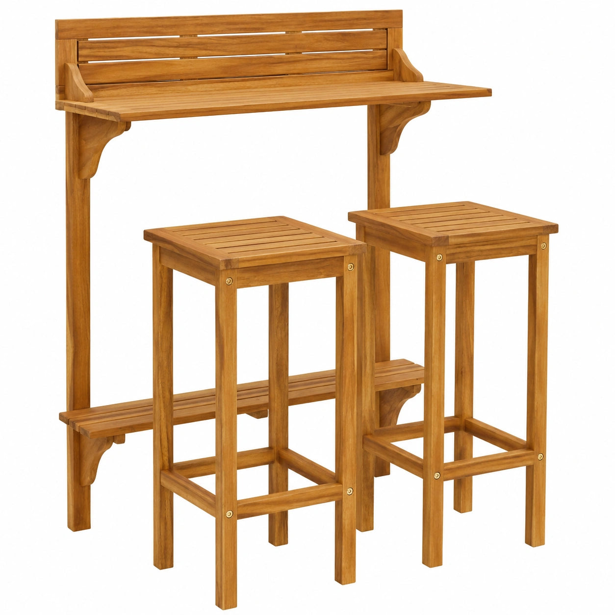 Conjunto de Bar para Jardín: 3 Piezas de Madera de Acacia