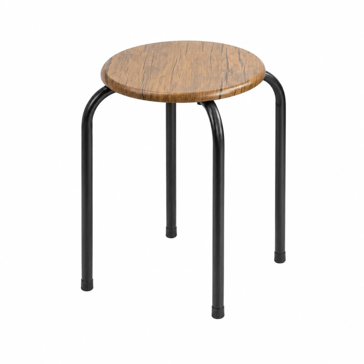 Taburetes de Metal Apilables con Asiento de Madera Oscura para Cocina y Jardín, 45 cm de Altura