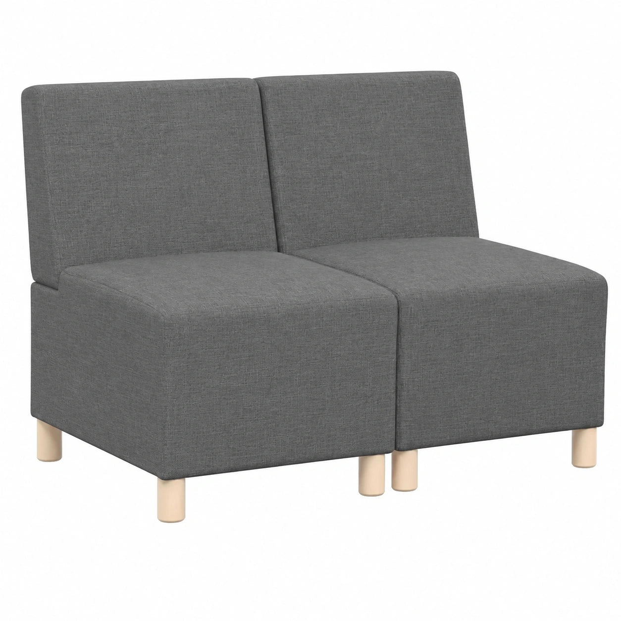 Sofá Modular 2 Piezas sin Brazos en Gris Oscuro para Sala
