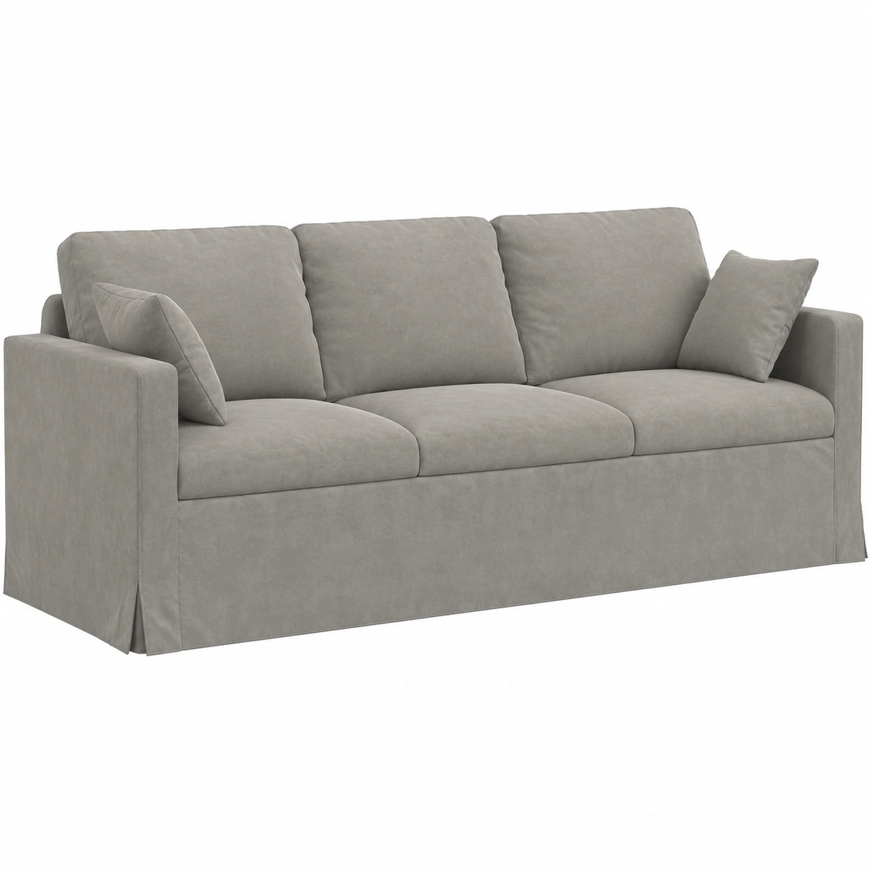 Sofá Modular Moderno de Terciopelo Gris Claro 198x78x80 cm, Diseño Ergonómico para Sala de Estar