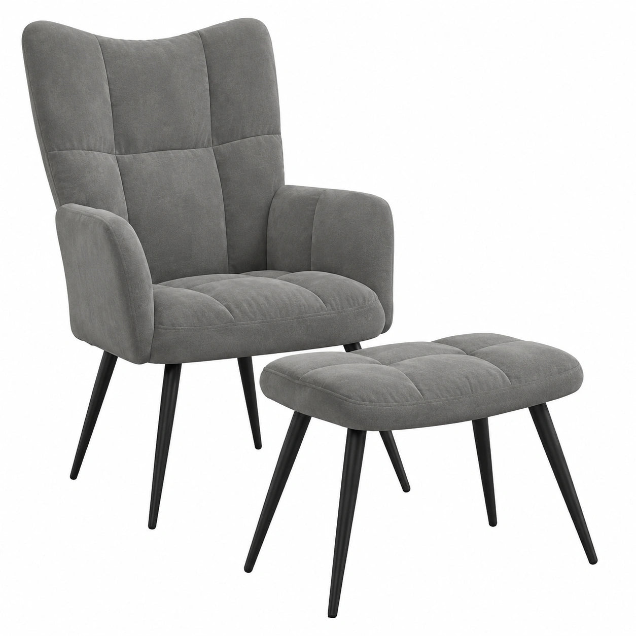 Sillón Reclinable con Reposapiés de Terciopelo Gris Oscuro para Sala y Oficina