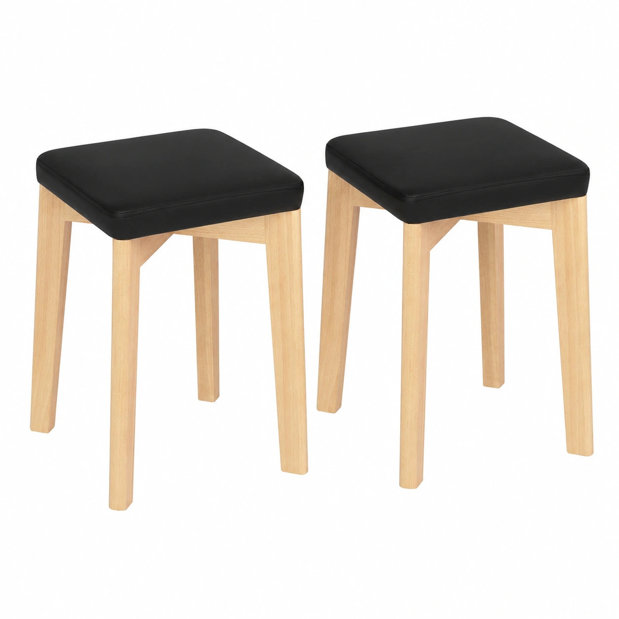 Sillas de Comedor WOLTU de Madera Maciza y Asiento de PU, 32.5x32.5x47 cm, Color Negro y Madera