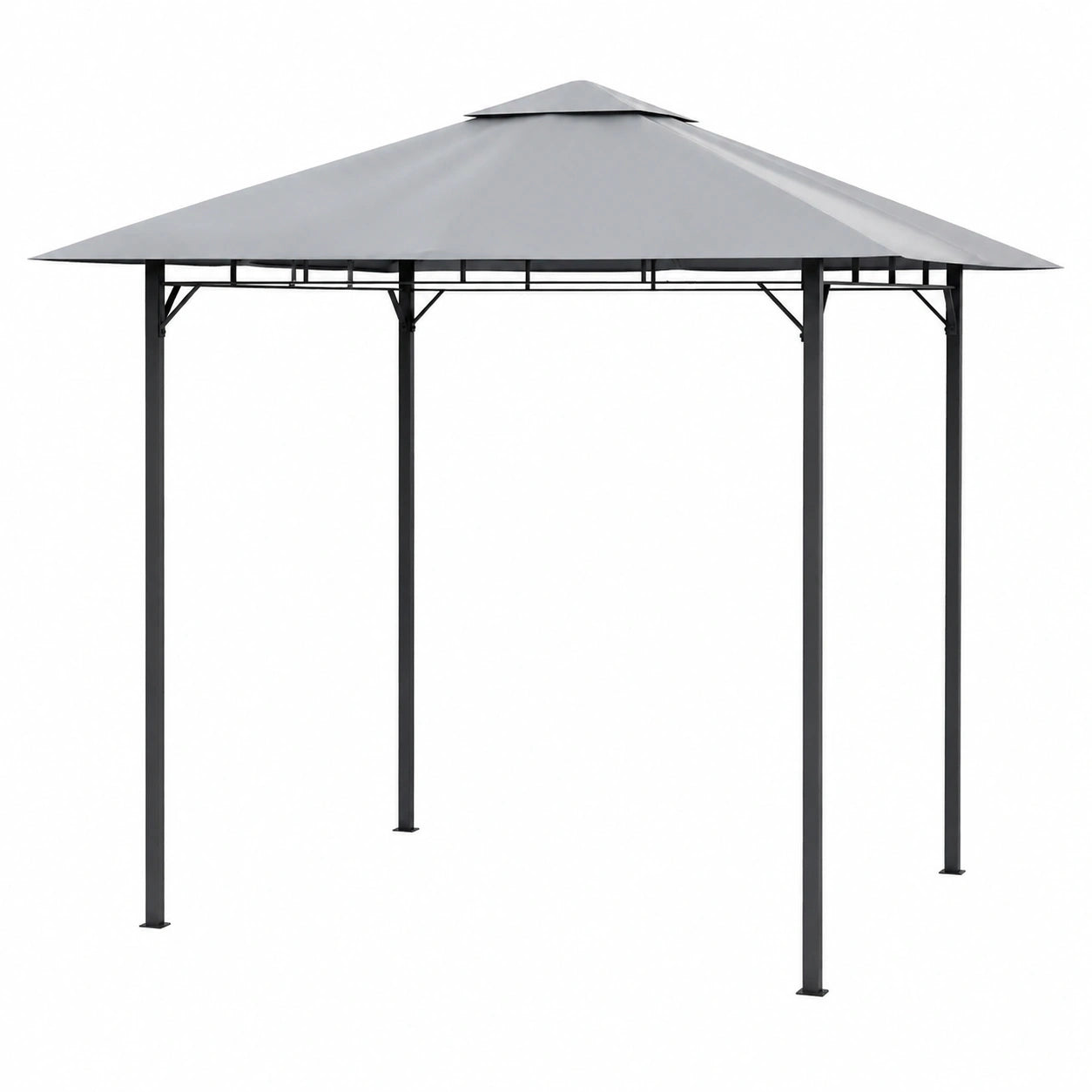 Conjunto de Bar Exterior de 3 Piezas, Cenador Doble Techo con Taburetes y Mesa de Vidrio