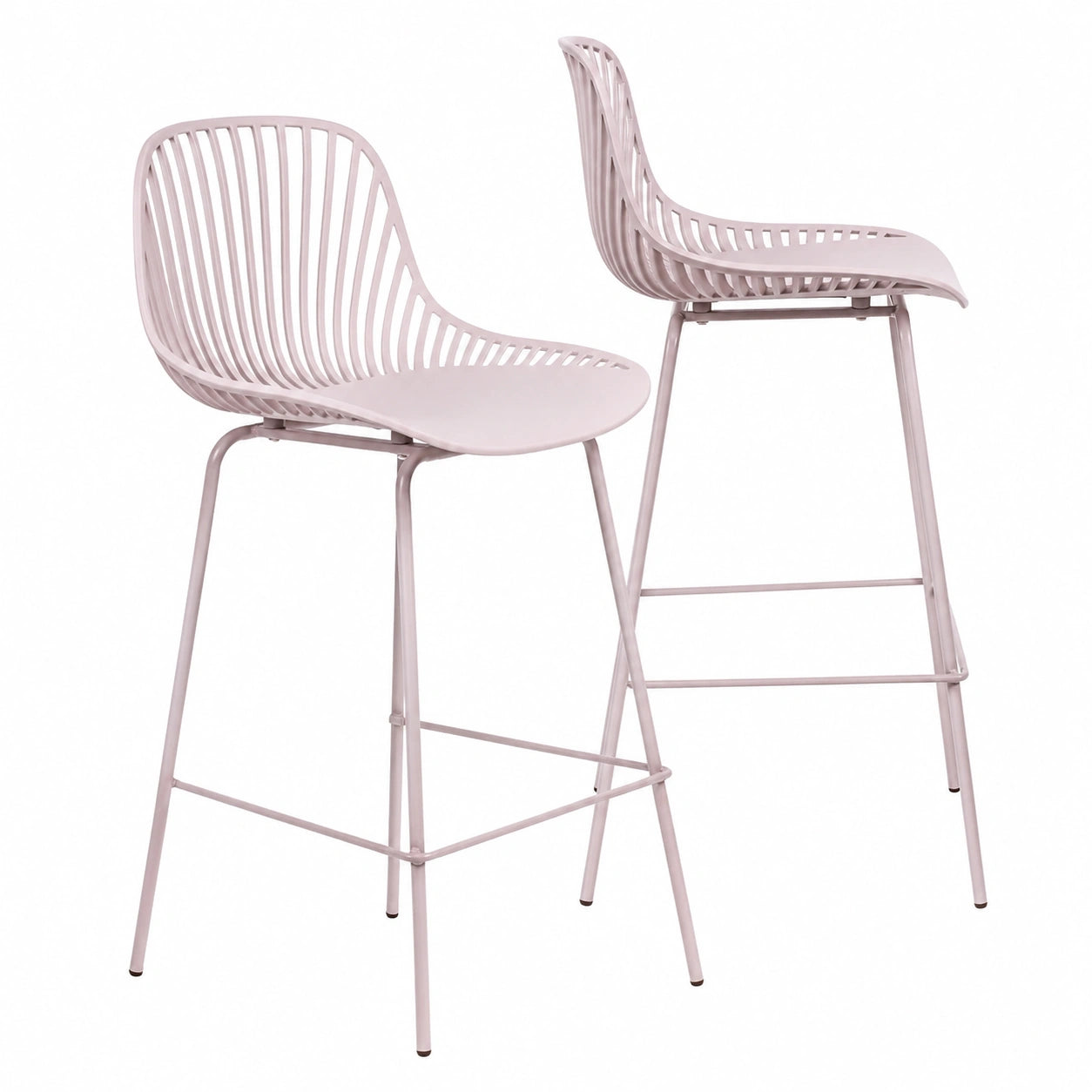 Juego de 2 Taburetes Altos de Polipropileno y Metal para Cocina y Salón - 103 cm de Alto - Color Taupe Francés