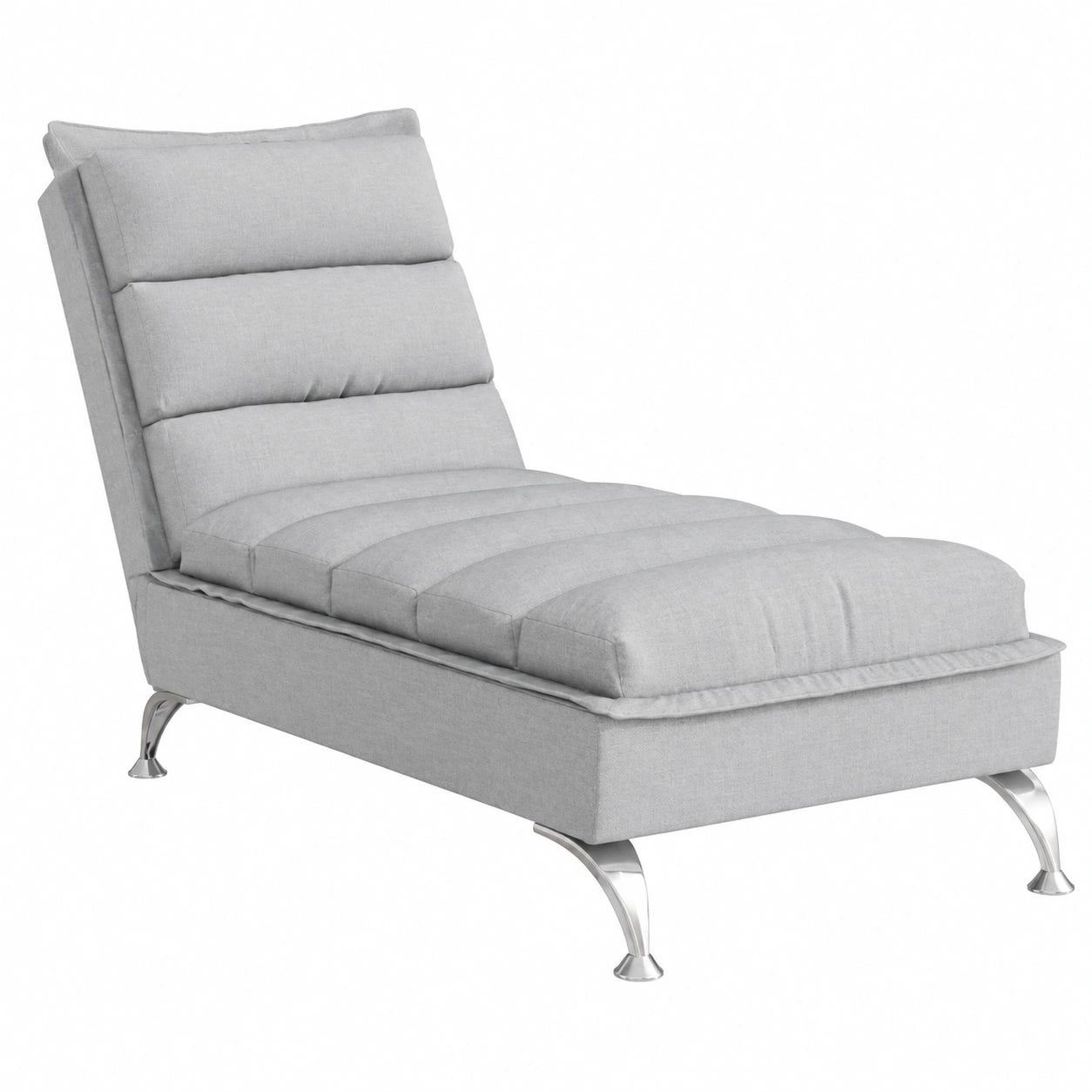 Sofá Pequeño de Tela Gris Claro con Cojines, Chaise Longue Moderna para Salón