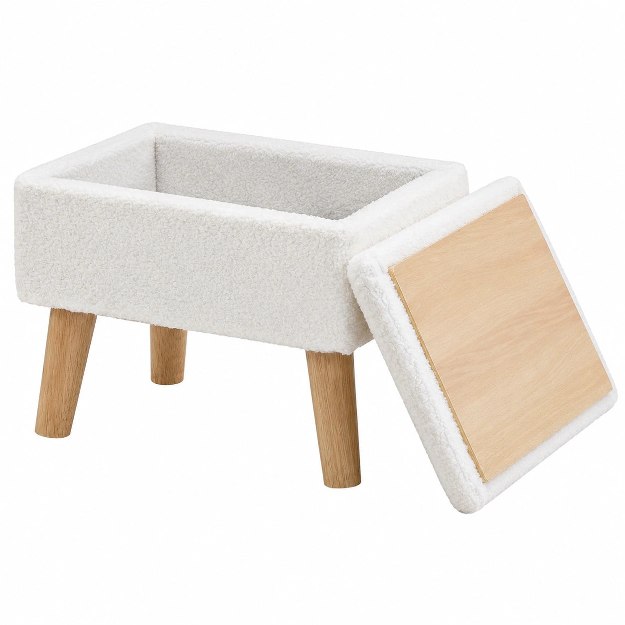 Taburete otomano con almacenamiento, piel sintética blanca, para sala o oficina