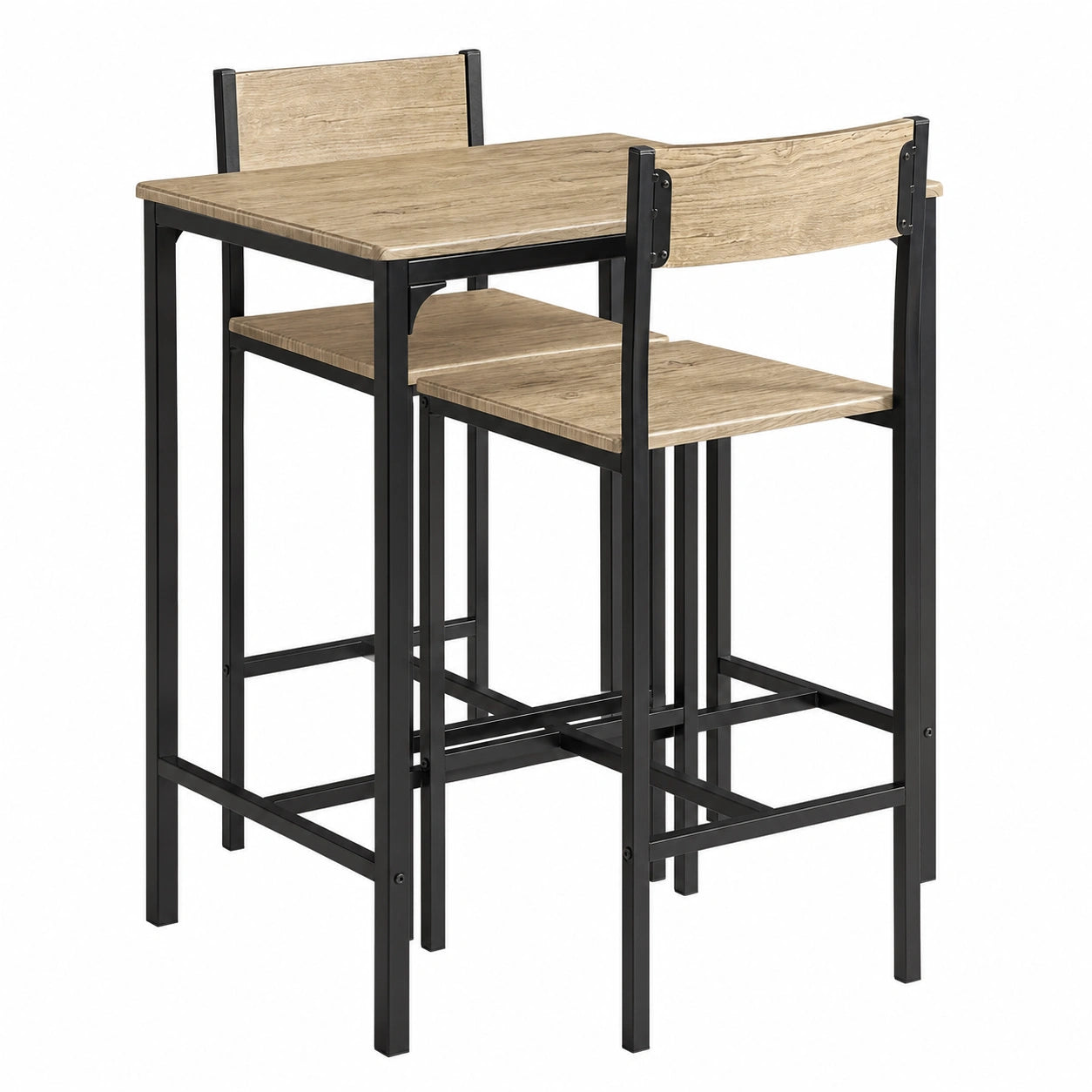 Mesa de bar alta con taburetes, estilo industrial, MDF y metal, ideal para cocina o balcón, 87 cm