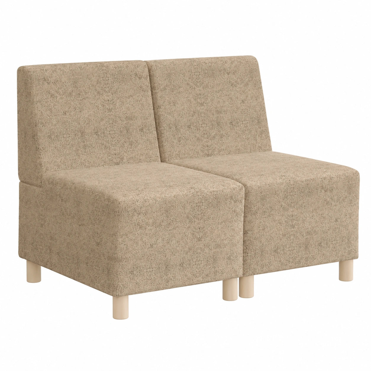 Conjunto de sofá modular gris claro sin brazos, 2 piezas, 55 x 74 x 82 cm, ante sintético y madera contrachapada