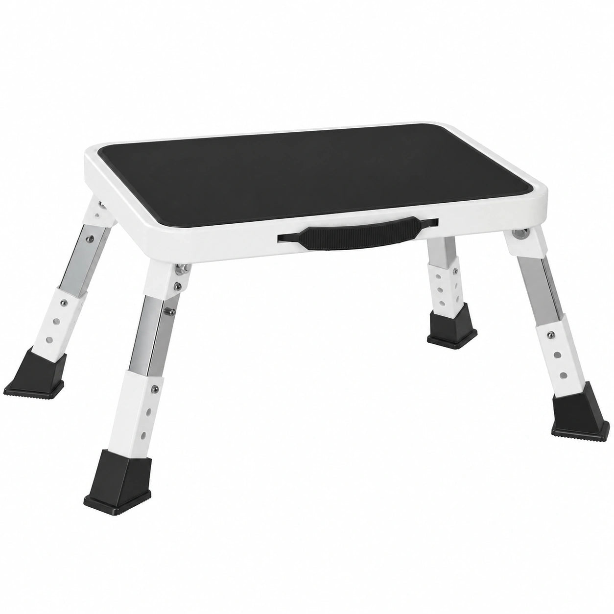 Escalera Plegable BONTEC con Plataforma Segura y Patas Antideslizantes, Para Adultos y Niños, Hasta 150 kg, Ideal para Hogar, Blanco