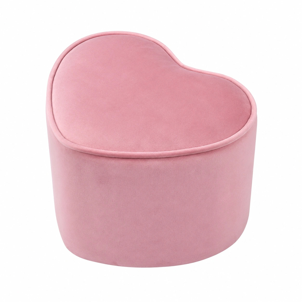 Sofá en Forma de Corazón para Niños, Taburete Infantil de Terciopelo Rosa, Mueble Acogedor para Habitación de Niños, Altura 24 cm