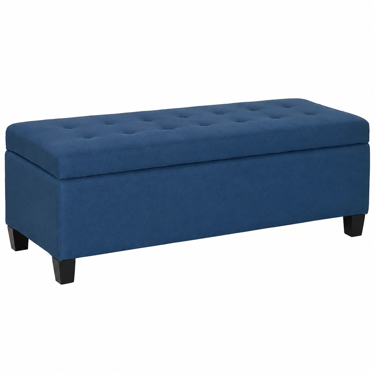 Puff Almacenaje Tapizado Azul con Tapa Abatible, Capacidad 120 kg, 125x49x41.5 cm