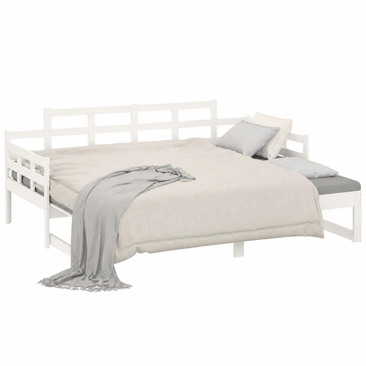 Sofá Cama Extensible IKAYAA 3 Plazas de Madera Blanco 90x200 cm