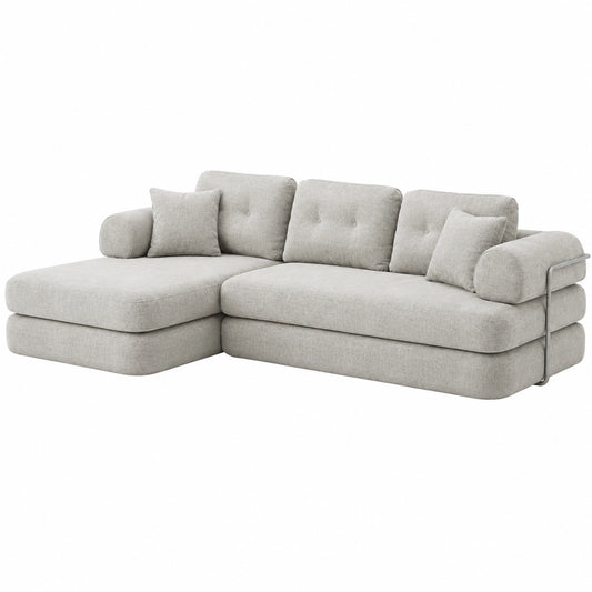 Sofá Modular EUROXANTY con Opciones de Configuración Variadas, Tela de Pana y Relleno de Polímero de Alta Densidad, 264x168x81 cm, Gris