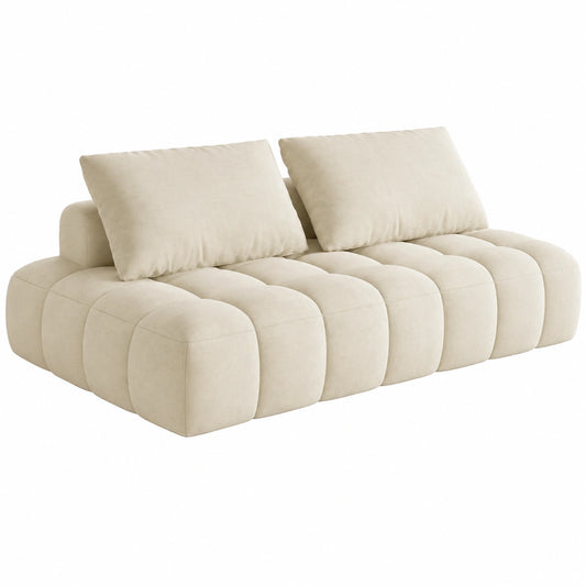 Sofá modular de dos plazas con diseño en nube y tejido Bouclé, estilo moderno para espacios reducidos
