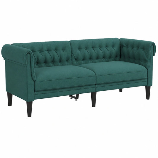 Sofá Clásico Chesterfield 2 Plazas Tela Verde