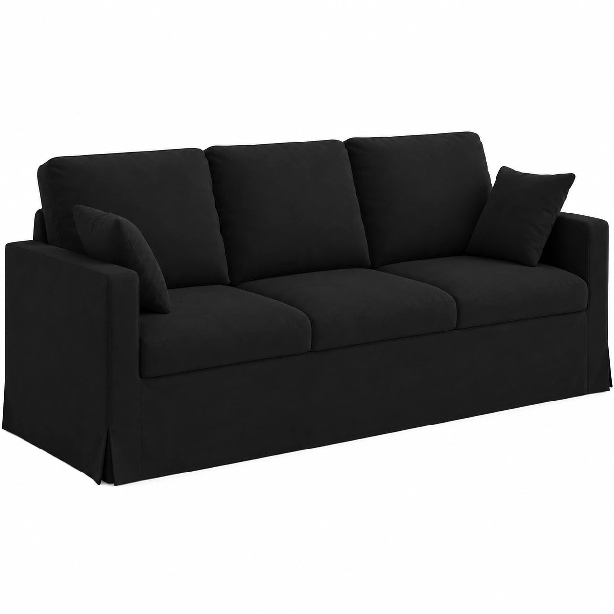 Sofá Modular de Terciopelo Negro Ergonomico 198 cm para Sala de Estar
