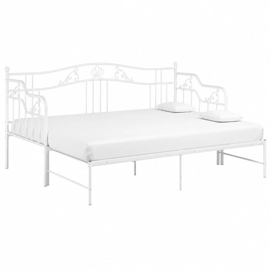 Sofá Cama Metálico Individual Blanco 90x200 cm para Habitación de Invitados