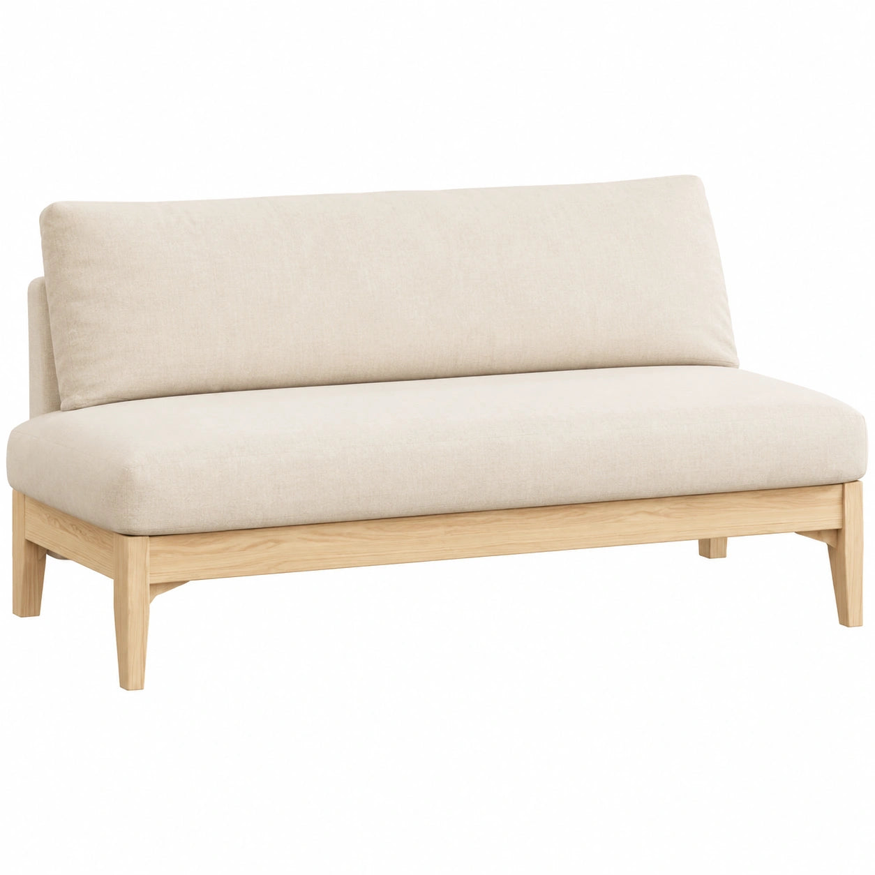 Sofá Cama Individual Zúrich 140x200 cm, Madera Natural, Convertible Estilo Moderno sin Brazos