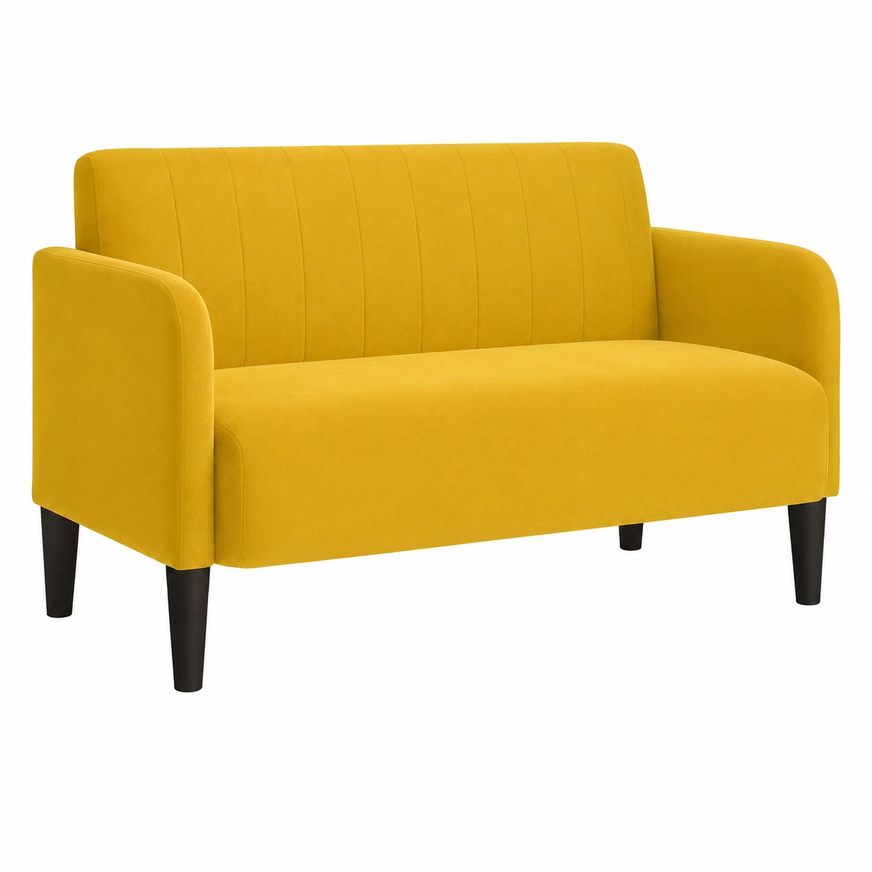 Sofá Loveseat de Terciopelo Amarillo 109 cm, Dos Plazas, Sala de Estar