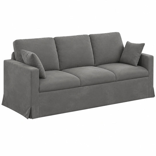 Sofá Modular de Terciopelo Gris con Diseño Ergonómico para Sala de Estar