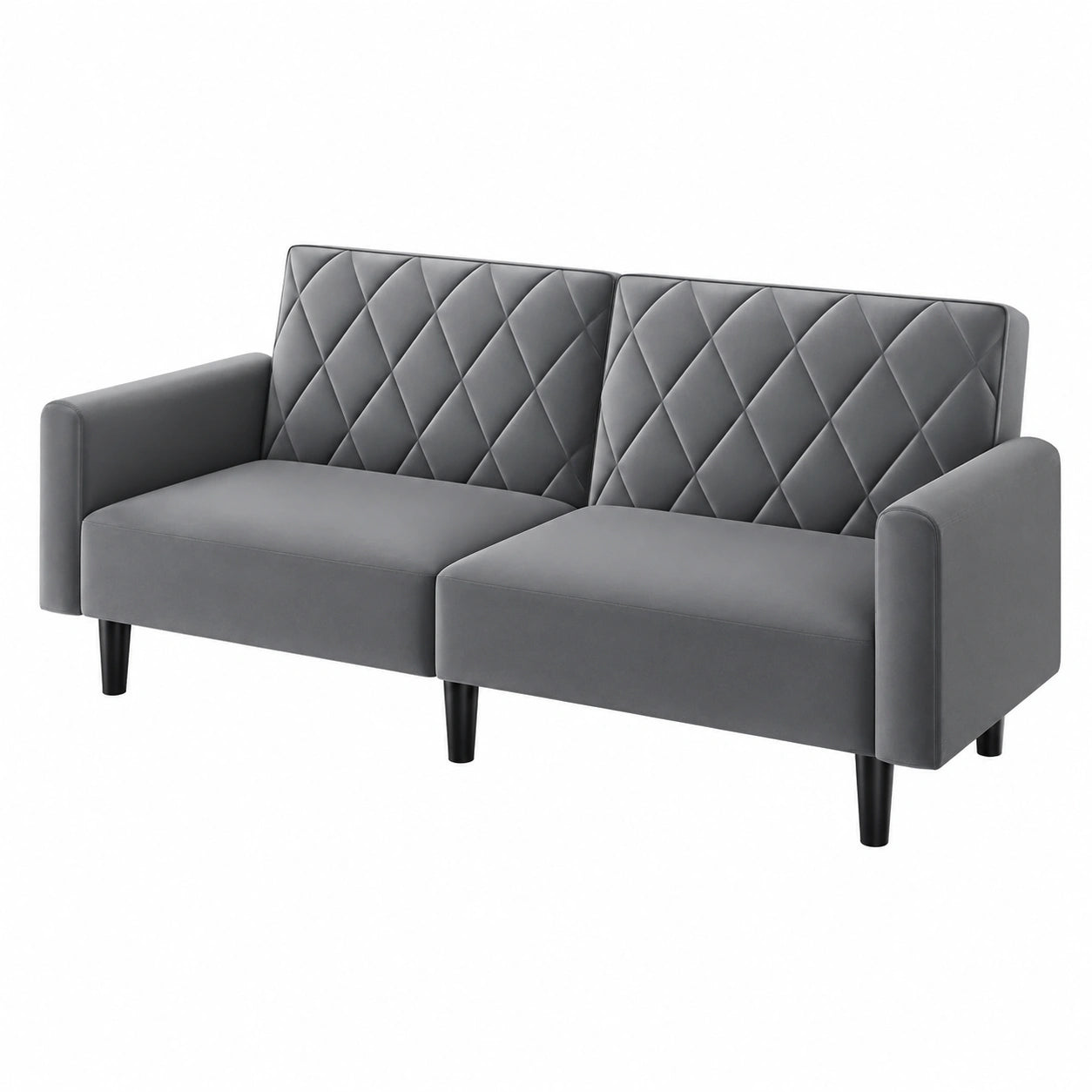 Sofá Cama Convertible de Tela para Salón, 2 Plazas, Respaldo Ajustable, Gris Oscuro