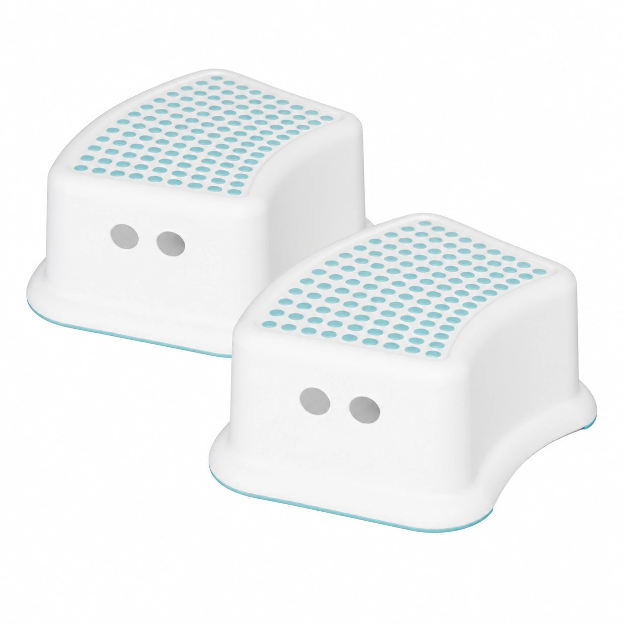 Set de 2 Taburetes Infantiles Antideslizantes TinySteps 35x25x13cm Blanco/Azul 7house