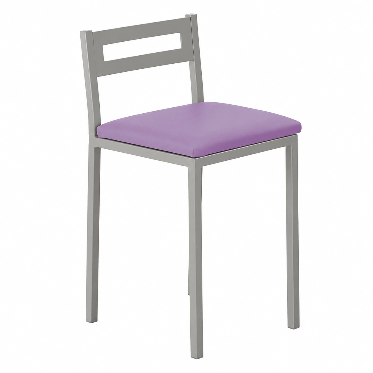 MOMMA HOME Taburetes de Cocina - Set de 2 Banquetas de Bar en Metal y Ecopiel, Color Morado y Plata, 34x34x65cm