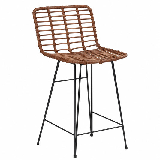 Taburete de Bar de Mimbre con Respaldo - Estilo Bohemio Bali - 75 cm - Marca Catori