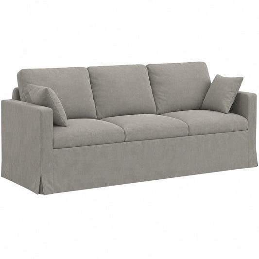 Sofá Modular Moderno de Terciopelo Gris Claro 198x78x80 cm, Diseño Ergonómico para Sala de Estar