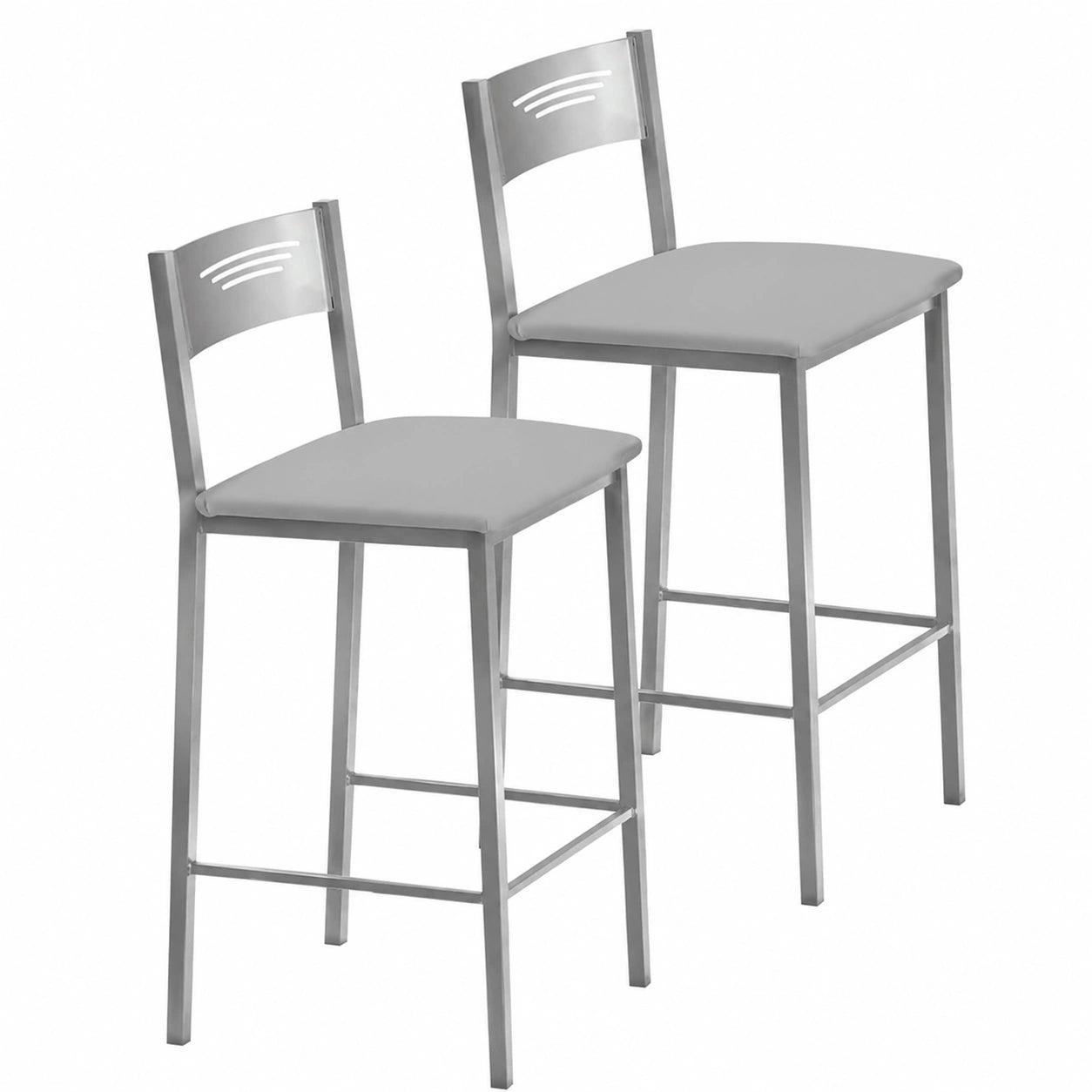 Taburetes de Cocina Altos de 60 cm en Polipiel Gris