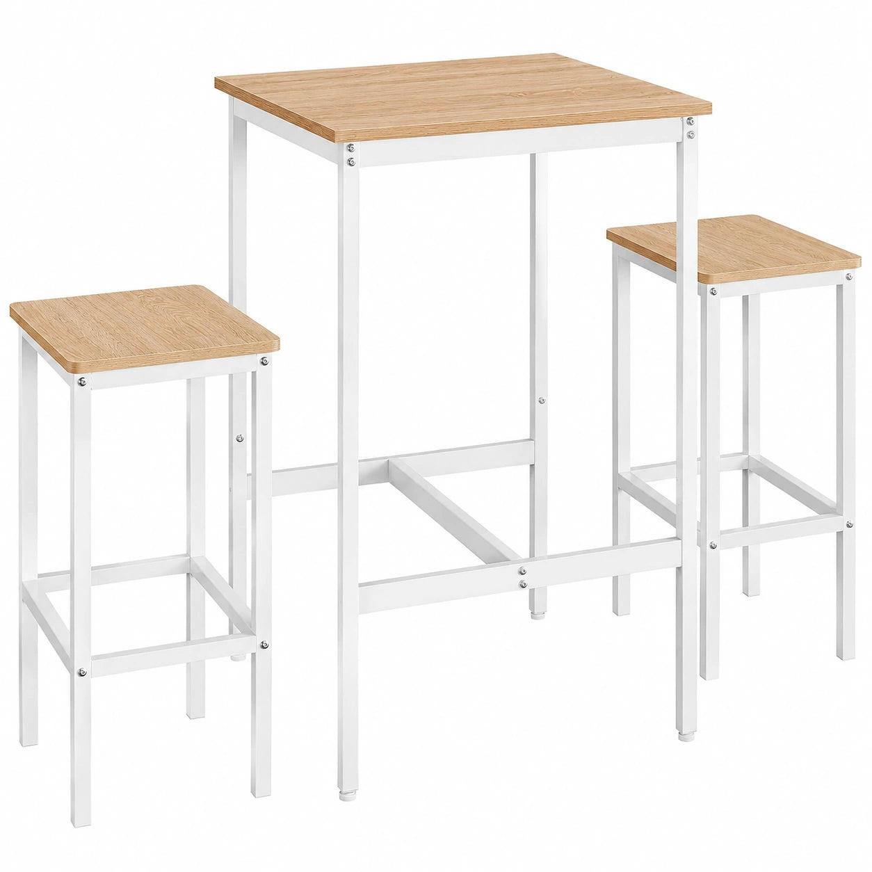 Conjunto de Mesa y Taburetes de Bar VASAGLE, Roble y Blanco