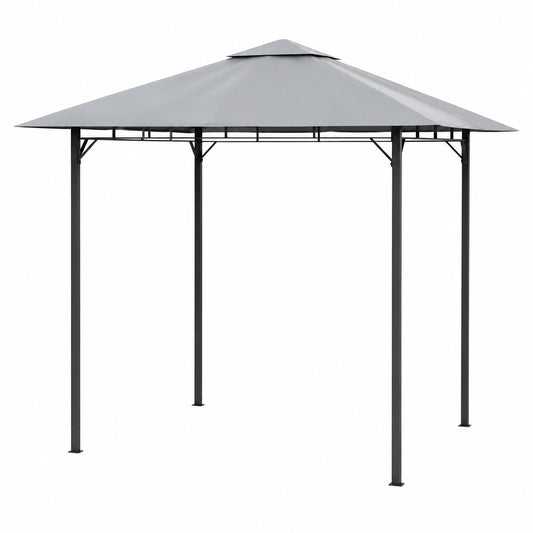 Conjunto de Bar Exterior de 3 Piezas, Cenador Doble Techo con Taburetes y Mesa de Vidrio