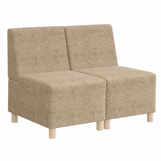 Conjunto de sofá modular gris claro sin brazos, 2 piezas, 55 x 74 x 82 cm, ante sintético y madera contrachapada