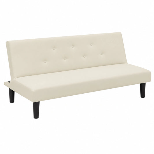 Sofá Cama Convertible 3 Plazas Crema con Reclinable y Acolchado