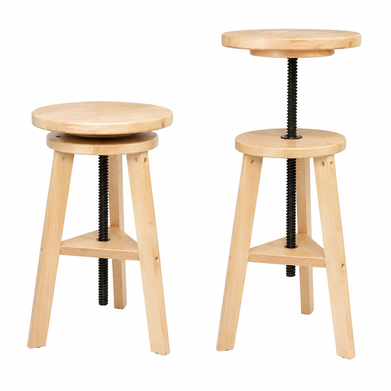 Taburete de Madera Artina Arles para Estudio, Ajustable y Giratorio